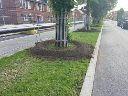 Foto van de werkzaamheden in de Thorbeckelaan in Sliedrecht